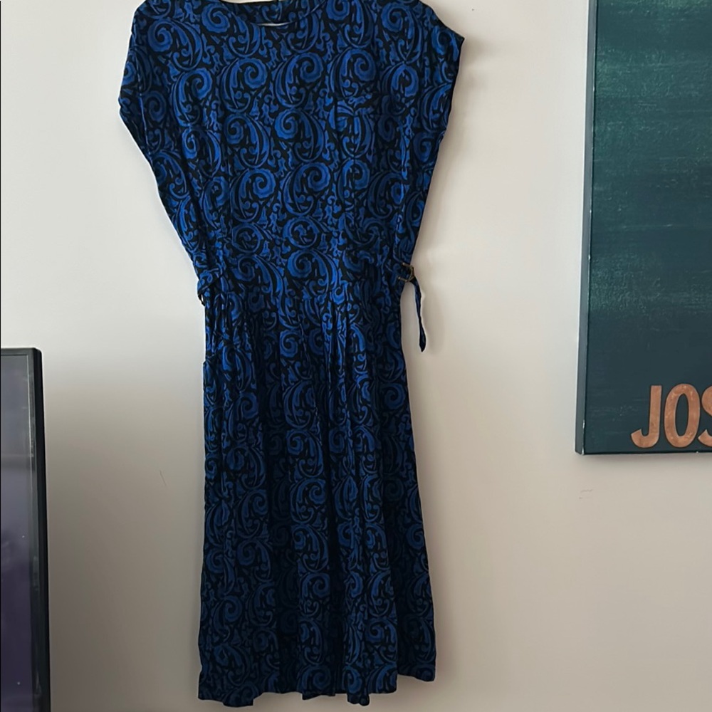 Elegant electric Blue Patterned Dress by Itary